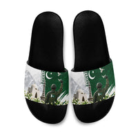 Pakistan Independence Day Slide Sandals Patriotic Soldier Heritage Landmarks And Jasmine