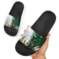 Pakistan Independence Day Slide Sandals Patriotic Soldier Heritage Landmarks And Jasmine