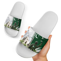 Pakistan Independence Day Slide Sandals Patriotic Soldier Heritage Landmarks And Jasmine