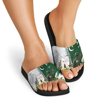 Pakistan Independence Day Slide Sandals Patriotic Soldier Heritage Landmarks And Jasmine