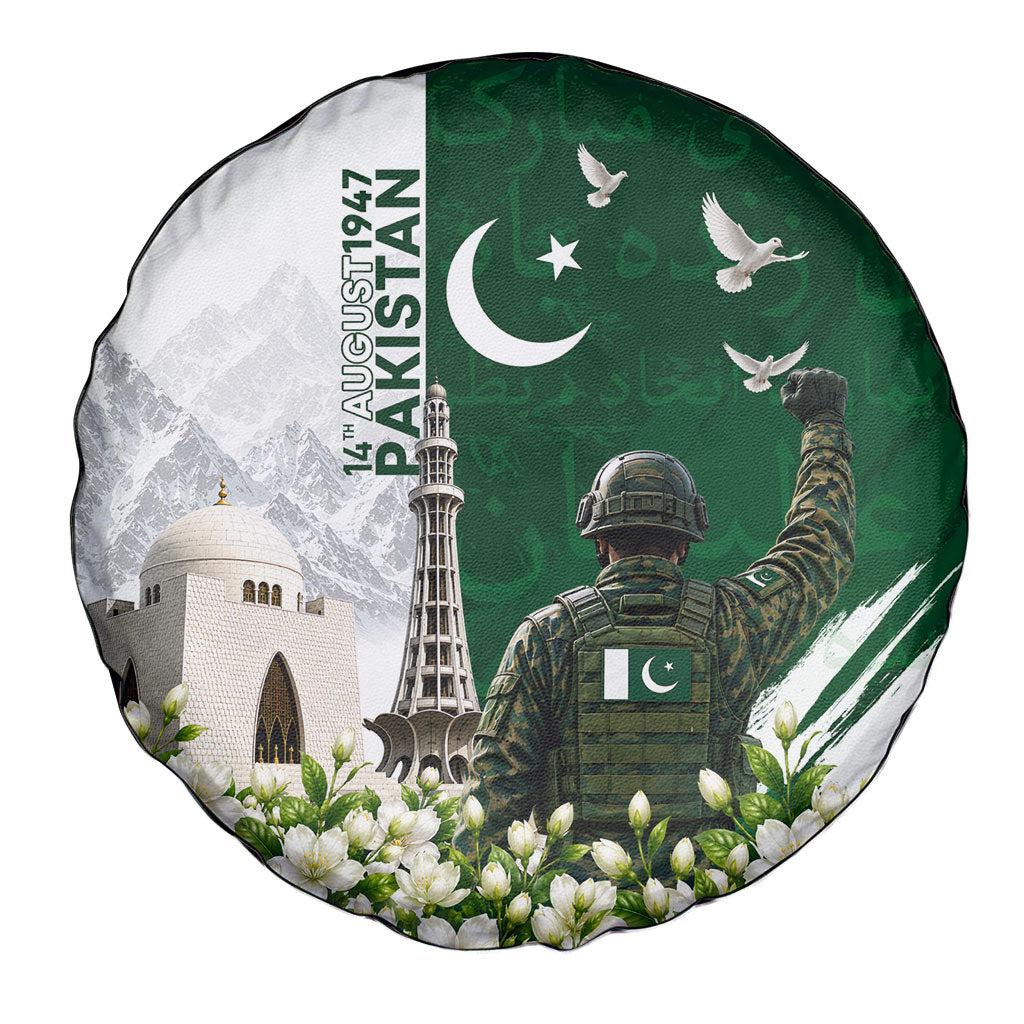 Pakistan Independence Day Spare Tire Cover Patriotic Soldier Heritage Landmarks And Jasmine