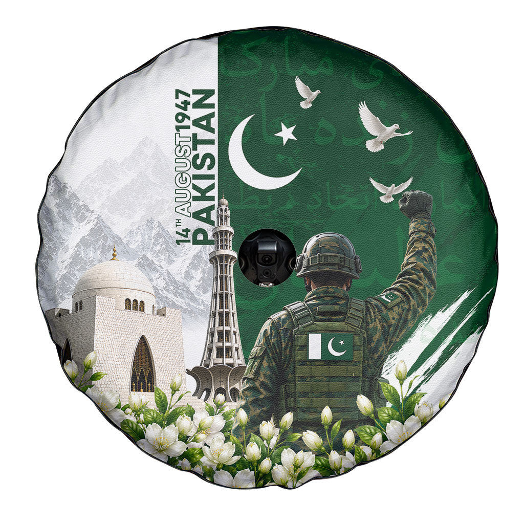 Pakistan Independence Day Spare Tire Cover Patriotic Soldier Heritage Landmarks And Jasmine