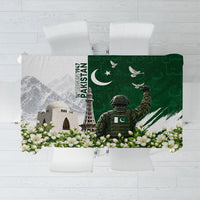 Pakistan Independence Day Tablecloth Patriotic Soldier Heritage Landmarks And Jasmine