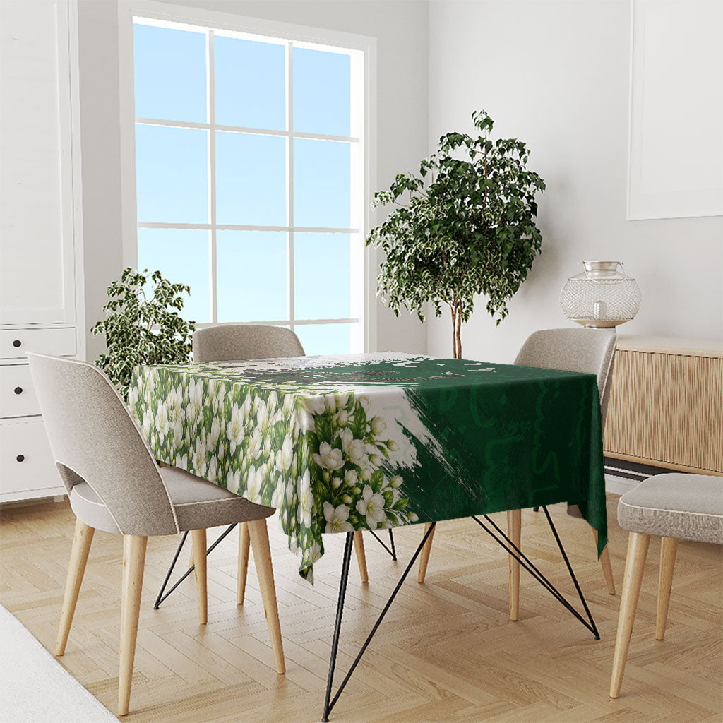 Pakistan Independence Day Tablecloth Patriotic Soldier Heritage Landmarks And Jasmine