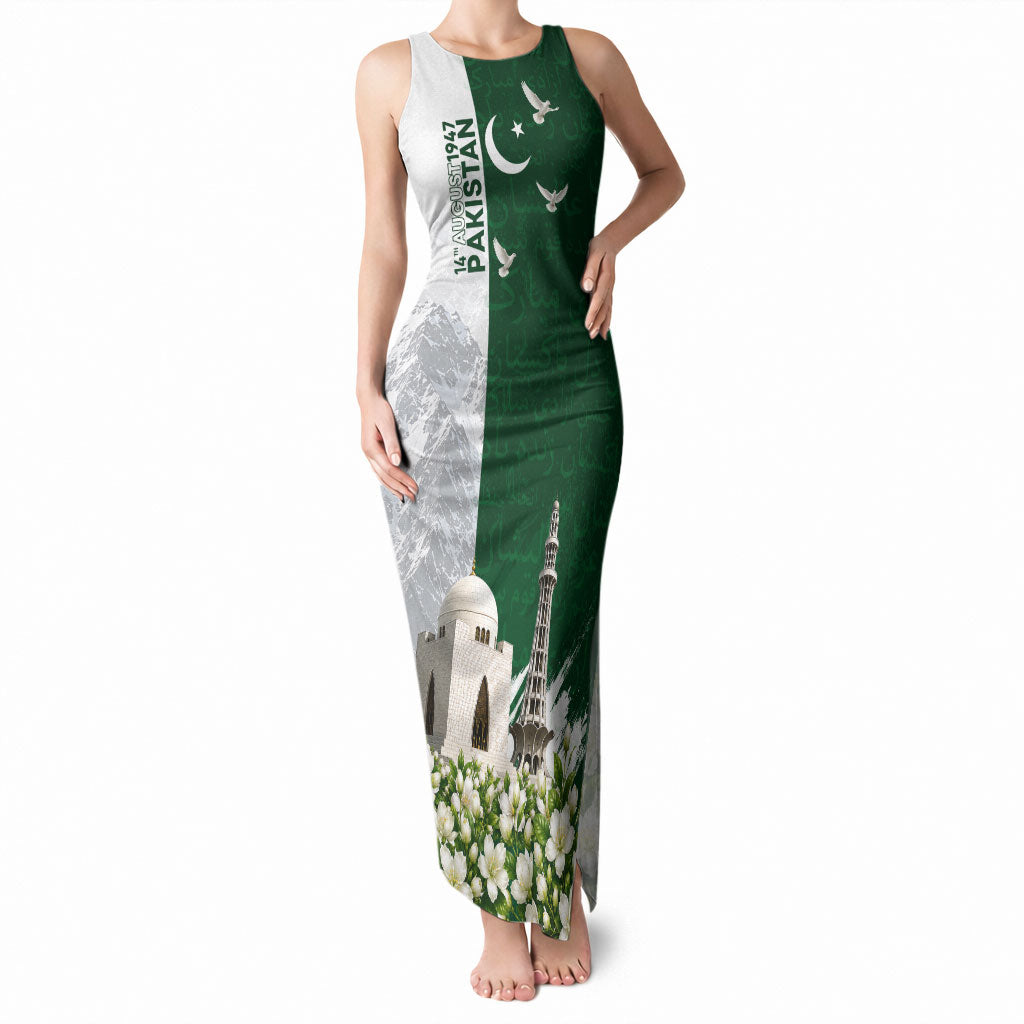 Pakistan Independence Day Tank Maxi Dress Patriotic Soldier Heritage Landmarks And Jasmine