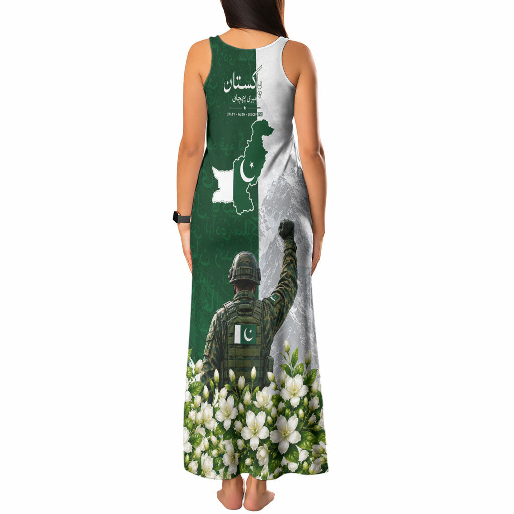 Pakistan Independence Day Tank Maxi Dress Patriotic Soldier Heritage Landmarks And Jasmine
