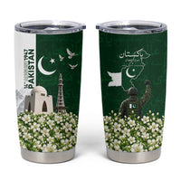 Pakistan Independence Day Tumbler Cup Patriotic Soldier Heritage Landmarks And Jasmine