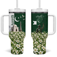 Pakistan Independence Day Tumbler With Handle Patriotic Soldier Heritage Landmarks And Jasmine