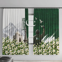 Pakistan Independence Day Window Curtain Patriotic Soldier Heritage Landmarks And Jasmine