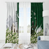 Pakistan Independence Day Window Curtain Patriotic Soldier Heritage Landmarks And Jasmine