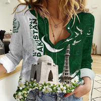 Pakistan Independence Day Women Casual Shirt Patriotic Soldier Heritage Landmarks And Jasmine