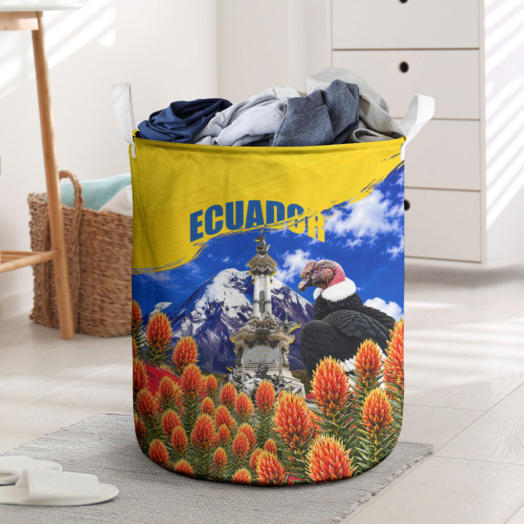 Ecuador Independence Day Laundry Basket Patriotic Andean Condor Monument And Mountain