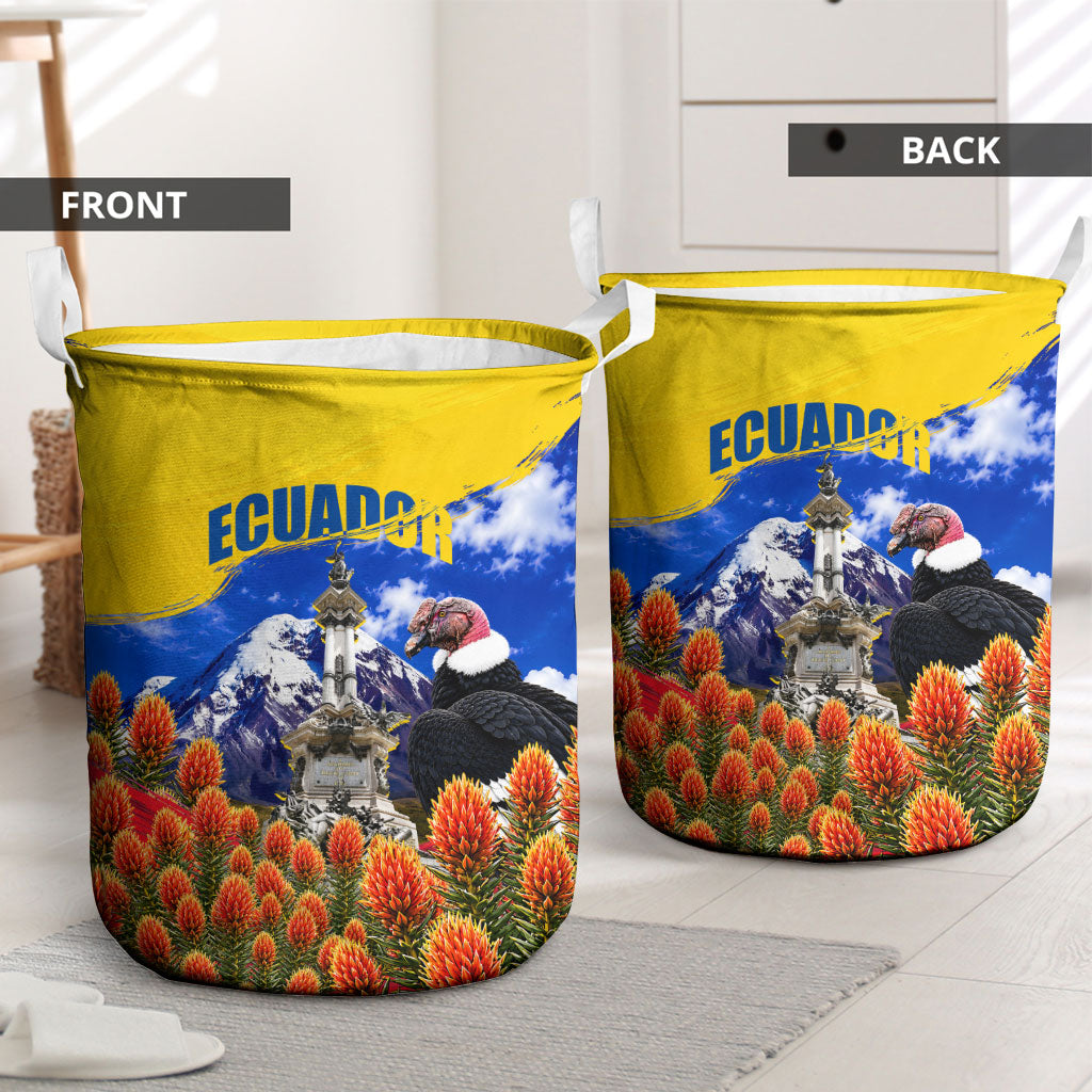 Ecuador Independence Day Laundry Basket Patriotic Andean Condor Monument And Mountain