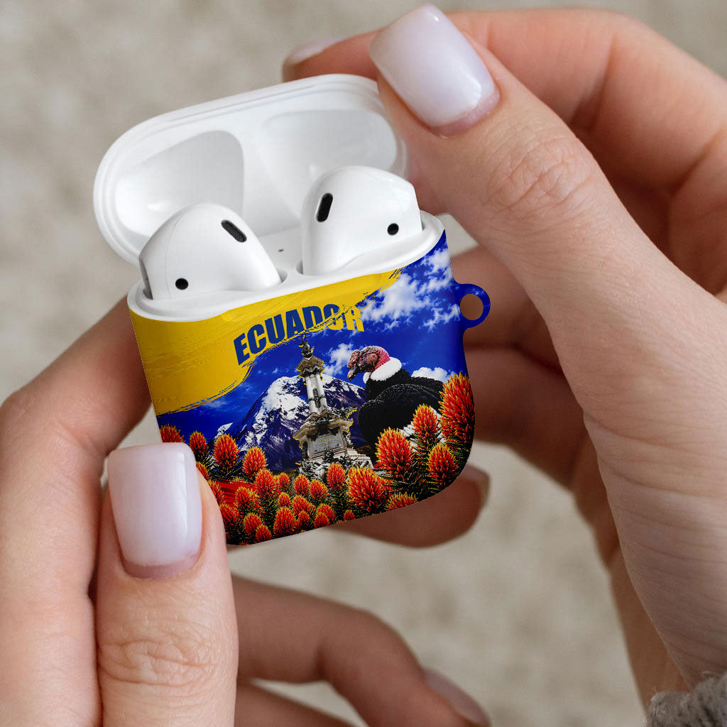 Ecuador Independence Day AirPods Case Patriotic Andean Condor Monument And Mountain