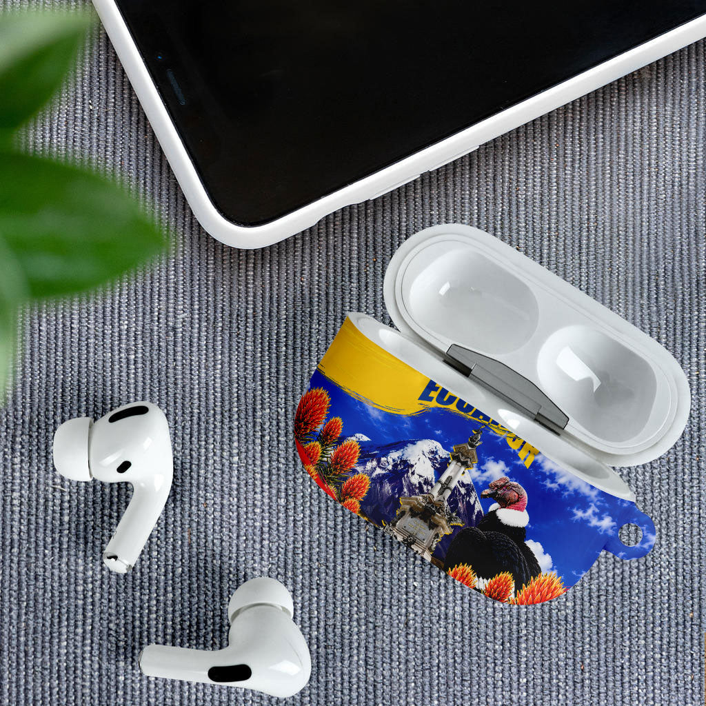 Ecuador Independence Day AirPods Case Patriotic Andean Condor Monument And Mountain
