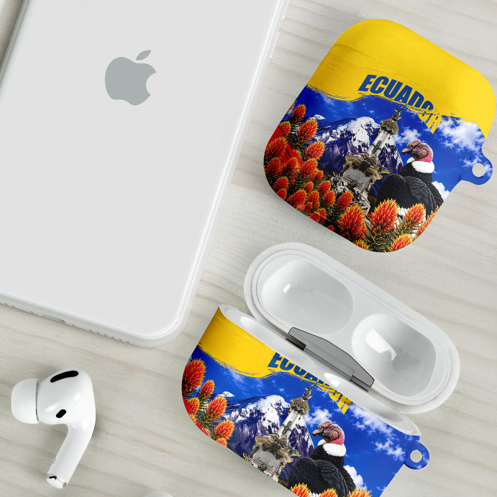 Ecuador Independence Day AirPods Case Patriotic Andean Condor Monument And Mountain