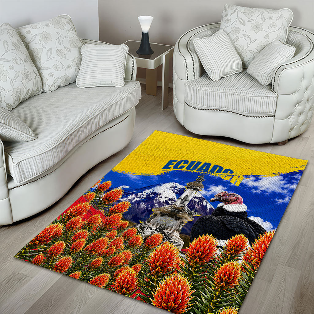 Ecuador Independence Day Area Rug Patriotic Andean Condor Monument And Mountain