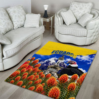 Ecuador Independence Day Area Rug Patriotic Andean Condor Monument And Mountain