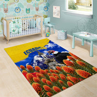 Ecuador Independence Day Area Rug Patriotic Andean Condor Monument And Mountain