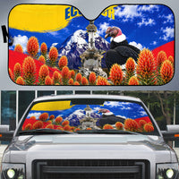 Ecuador Independence Day Auto Sun Shade Patriotic Andean Condor Monument And Mountain