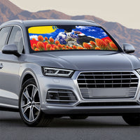 Ecuador Independence Day Auto Sun Shade Patriotic Andean Condor Monument And Mountain