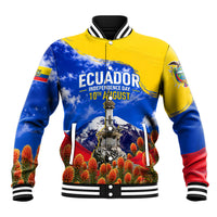 Ecuador Independence Day Baseball Jacket Patriotic Andean Condor Monument And Mountain