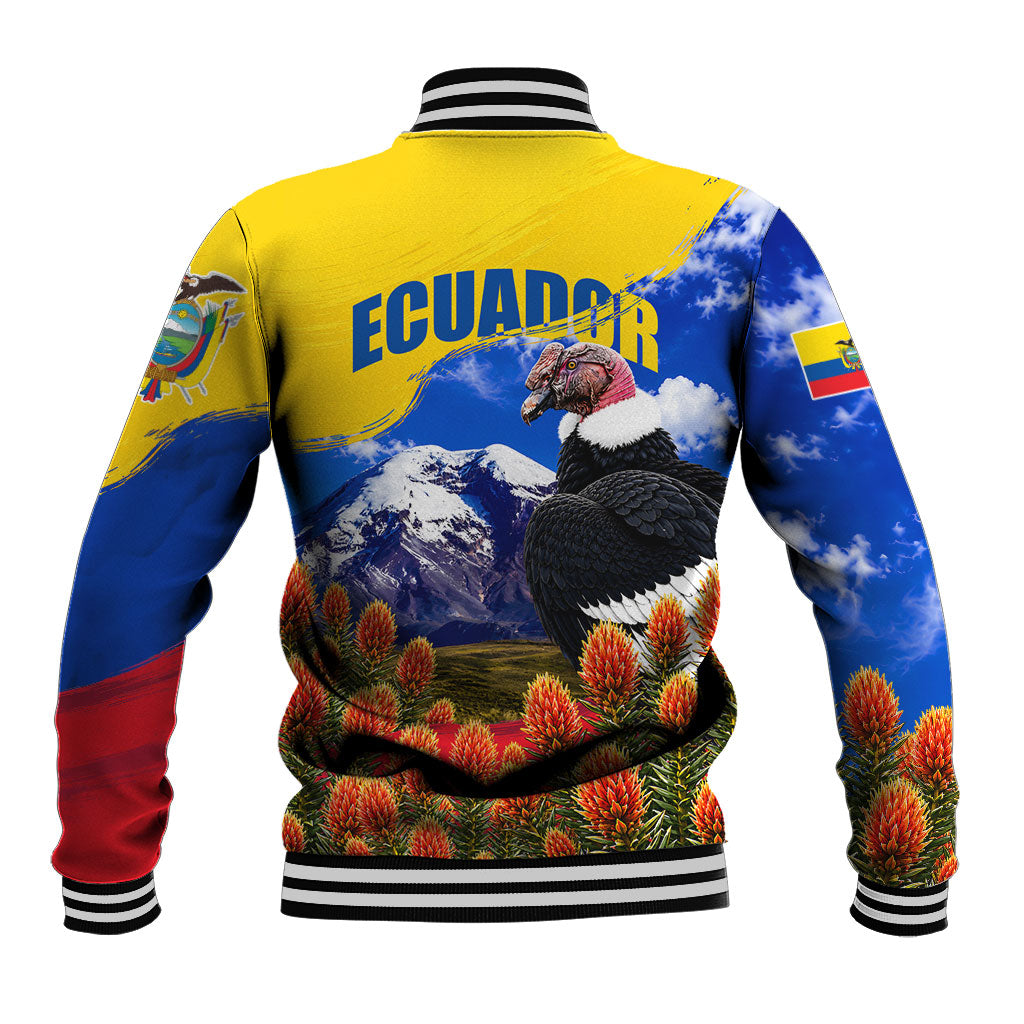 Ecuador Independence Day Baseball Jacket Patriotic Andean Condor Monument And Mountain