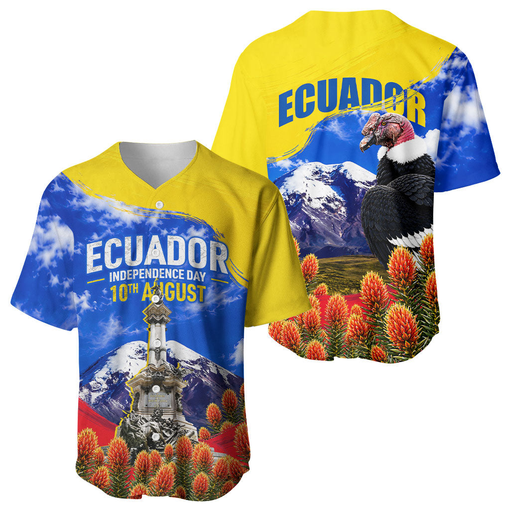 Ecuador Independence Day Baseball Jersey Patriotic Andean Condor Monument And Mountain