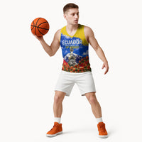 Ecuador Independence Day Basketball Jersey Patriotic Andean Condor Monument And Mountain