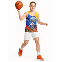 Ecuador Independence Day Basketball Jersey Patriotic Andean Condor Monument And Mountain