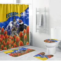 Ecuador Independence Day Bathroom Set Patriotic Andean Condor Monument And Mountain