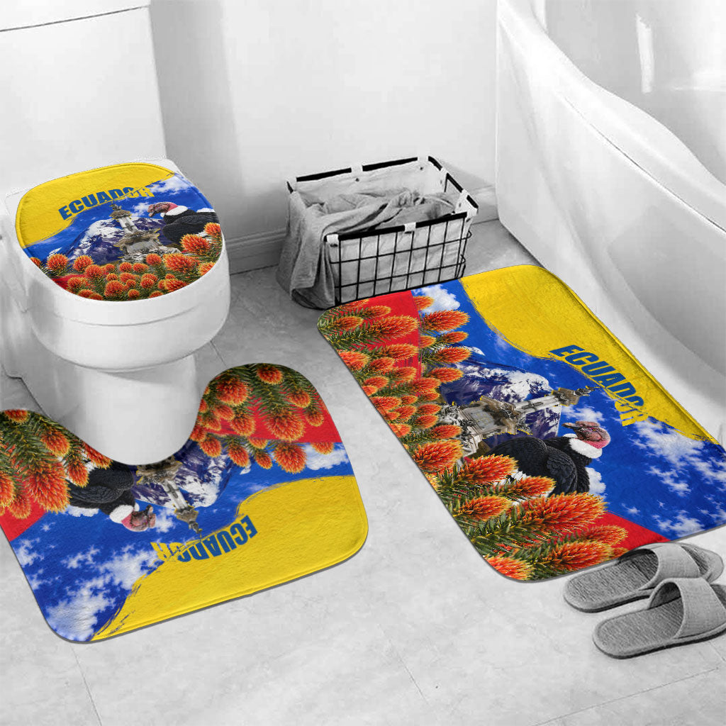 Ecuador Independence Day Bathroom Set Patriotic Andean Condor Monument And Mountain