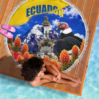Ecuador Independence Day Beach Blanket Patriotic Andean Condor Monument And Mountain