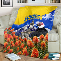 Ecuador Independence Day Blanket Patriotic Andean Condor Monument And Mountain