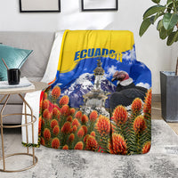 Ecuador Independence Day Blanket Patriotic Andean Condor Monument And Mountain