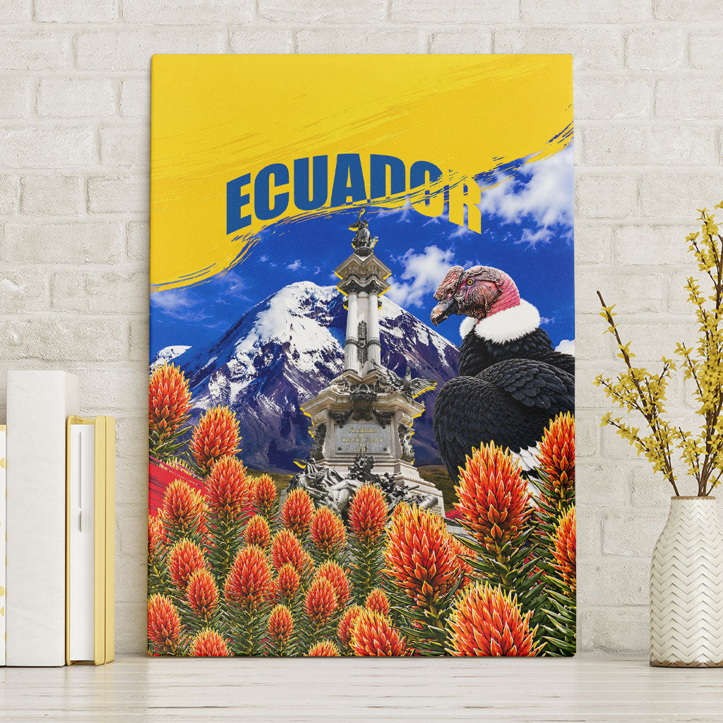 Ecuador Independence Day Canvas Wall Art Patriotic Andean Condor Monument And Mountain