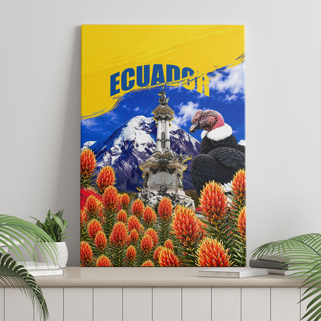 Ecuador Independence Day Canvas Wall Art Patriotic Andean Condor Monument And Mountain