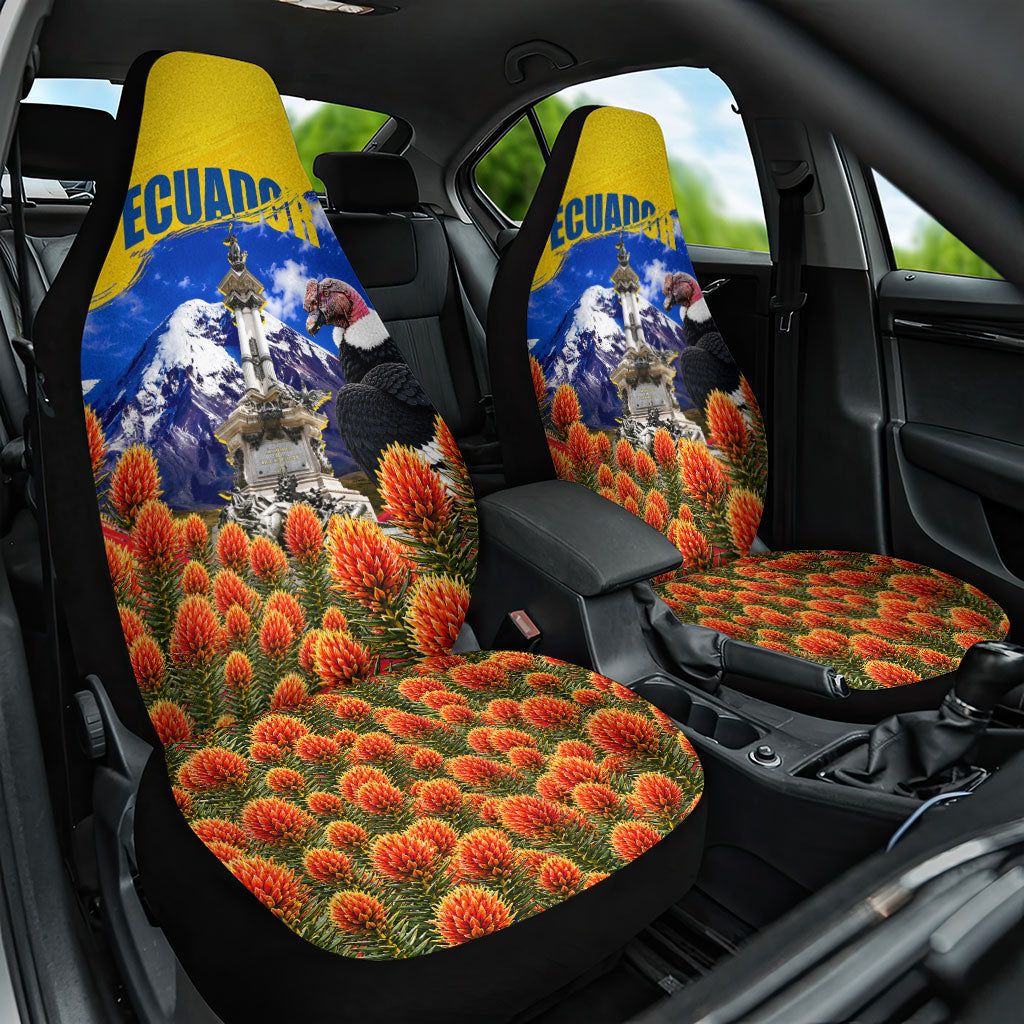 Ecuador Independence Day Car Seat Cover Patriotic Andean Condor Monument And Mountain