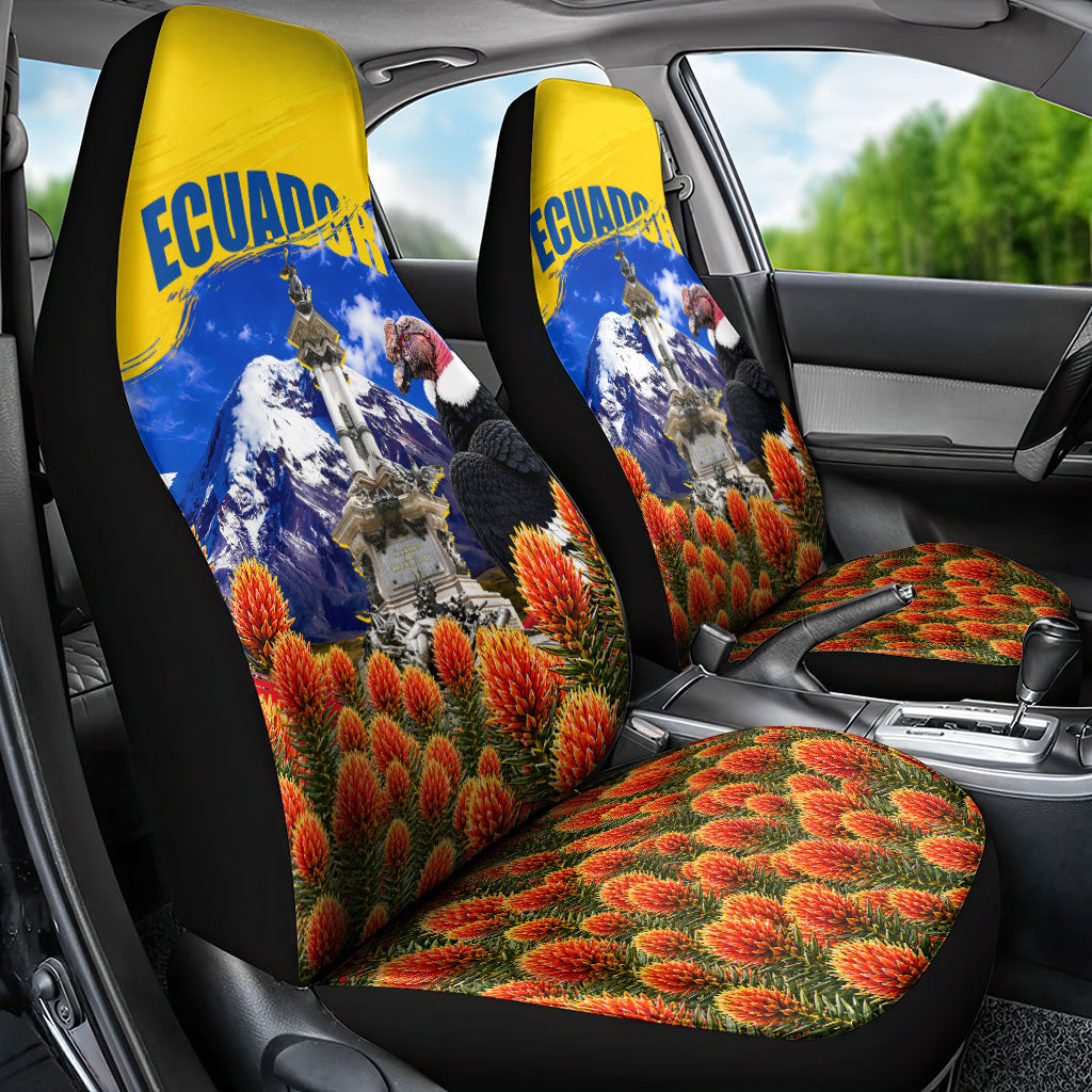 Ecuador Independence Day Car Seat Cover Patriotic Andean Condor Monument And Mountain
