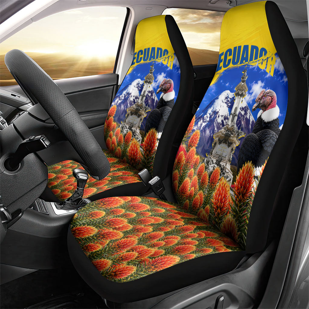Ecuador Independence Day Car Seat Cover Patriotic Andean Condor Monument And Mountain
