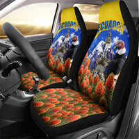 Ecuador Independence Day Car Seat Cover Patriotic Andean Condor Monument And Mountain