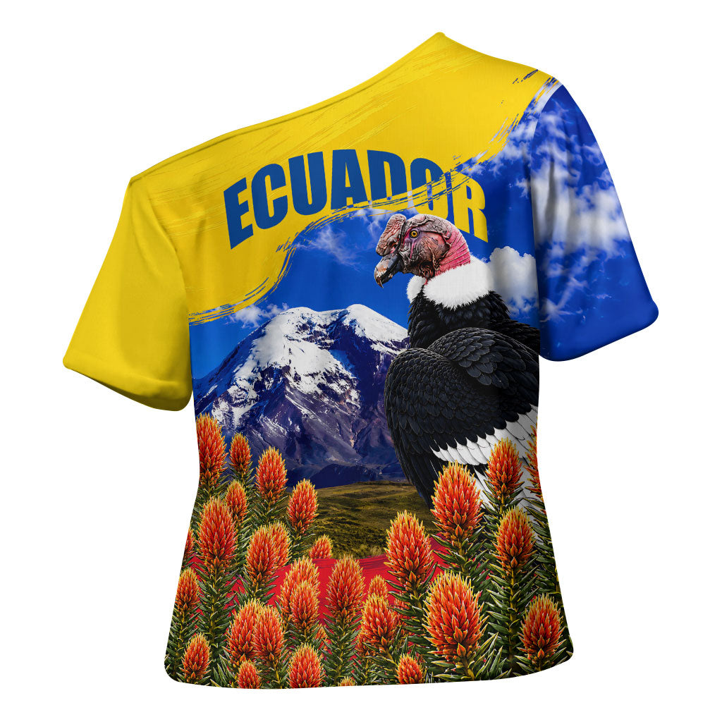 Ecuador Independence Day Cross Shoulder Shirt Patriotic Andean Condor Monument And Mountain