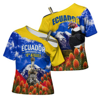 Ecuador Independence Day Cross Shoulder Shirt Patriotic Andean Condor Monument And Mountain