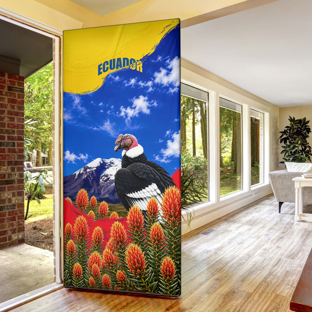 Ecuador Independence Day Door Cover Patriotic Andean Condor Monument And Mountain
