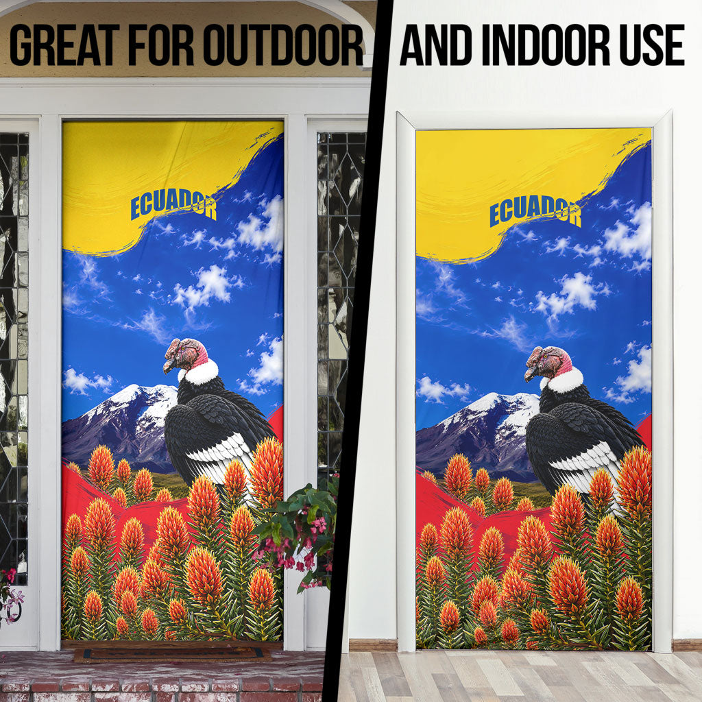 Ecuador Independence Day Door Cover Patriotic Andean Condor Monument And Mountain