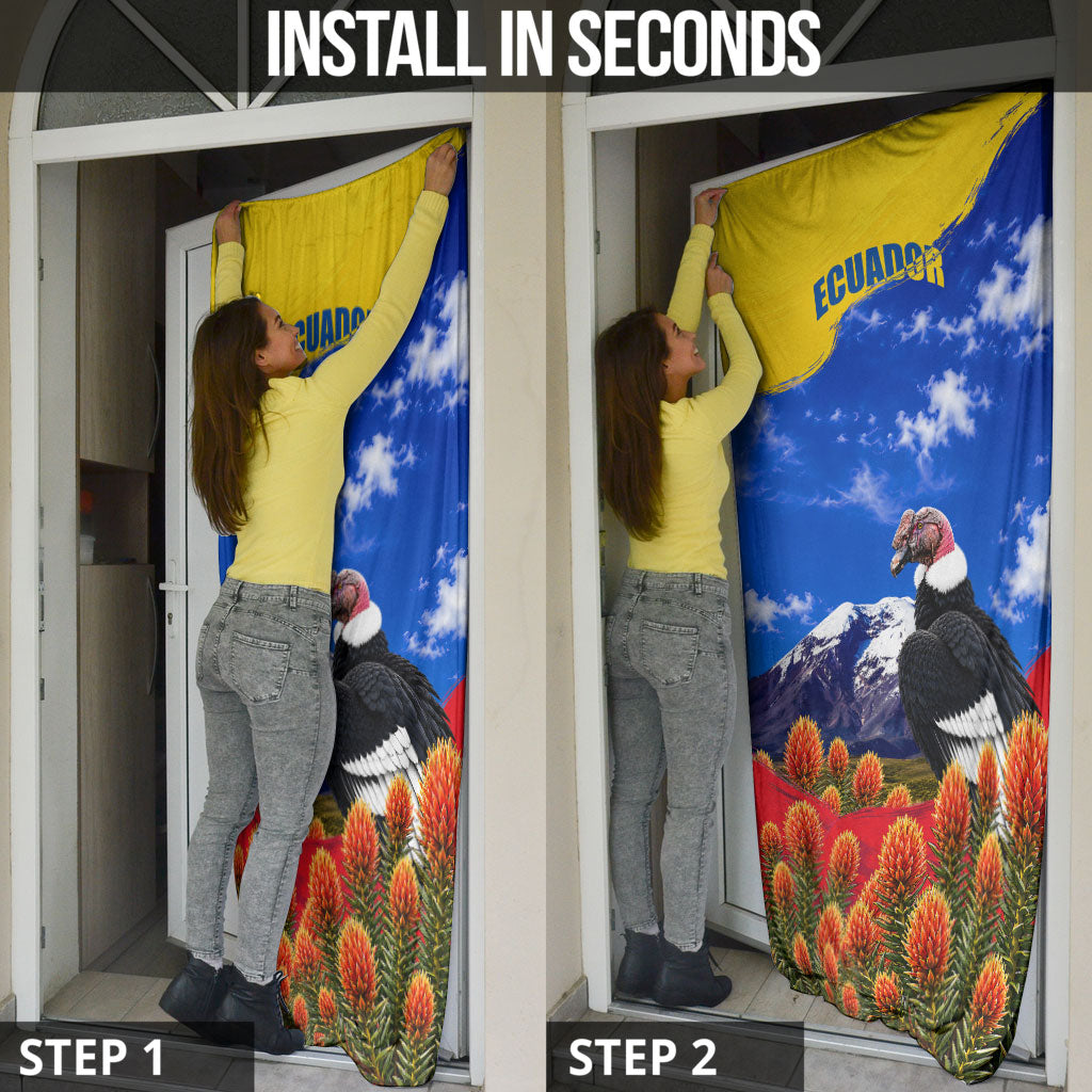 Ecuador Independence Day Door Cover Patriotic Andean Condor Monument And Mountain