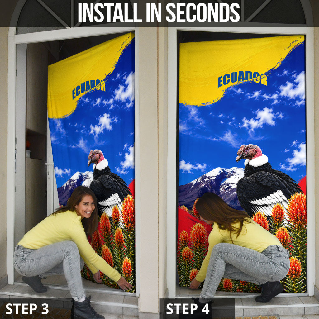 Ecuador Independence Day Door Cover Patriotic Andean Condor Monument And Mountain