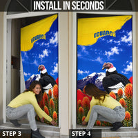 Ecuador Independence Day Door Cover Patriotic Andean Condor Monument And Mountain