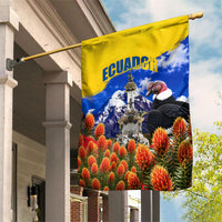 Ecuador Independence Day Garden Flag Patriotic Andean Condor Monument And Mountain