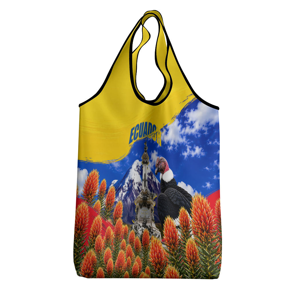 Ecuador Independence Day Grocery Bag Patriotic Andean Condor Monument And Mountain